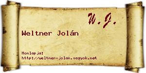 Weltner Jolán névjegykártya